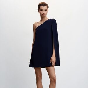 Mango Assymetrical Cape mini dress